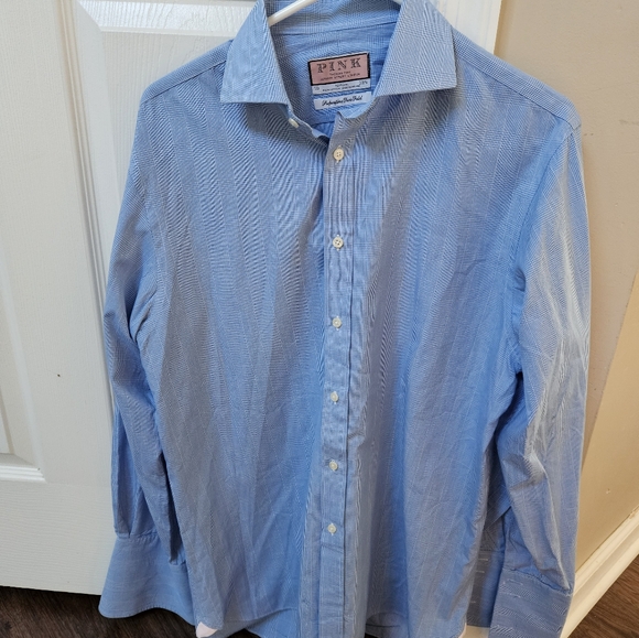 Thomas Pink Dress Shirt 15 Neck 33.5 Button Down - Picture 2 of 4